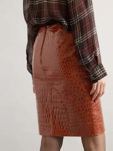 Saint Laurent Croc-effect Leather Skirt | Thumbnail 3 Saint Laurent Croc-effect Leather Skirt | Thumbnail 3