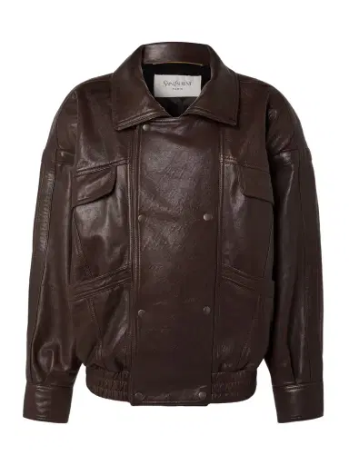 Saint Laurent Oversized Double-breasted Paneled Leather Jacket | Thumbnail 1 Saint Laurent Oversized Double-breasted Paneled Leather Jacket | Thumbnail 1
