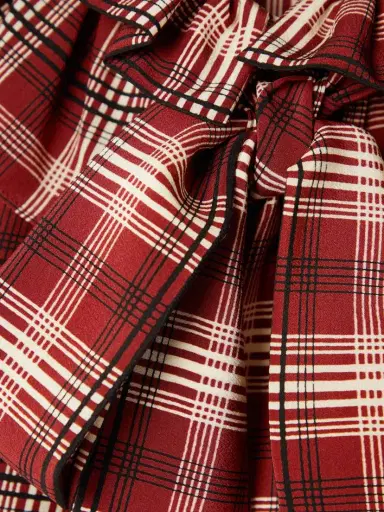 Saint Laurent Pussy-bow Ruched Checked Silk Blouse | Thumbnail 5 Saint Laurent Pussy-bow Ruched Checked Silk Blouse | Thumbnail 5