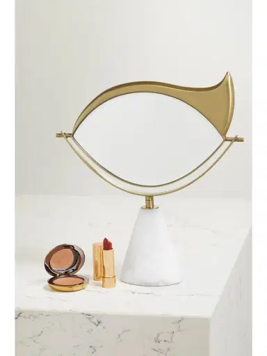 L'Objet + Lito Gold-plated Porcelain Marble Vanity Mirror | Thumbnail 2 L'Objet + Lito Gold-plated Porcelain Marble Vanity Mirror | Thumbnail 2
