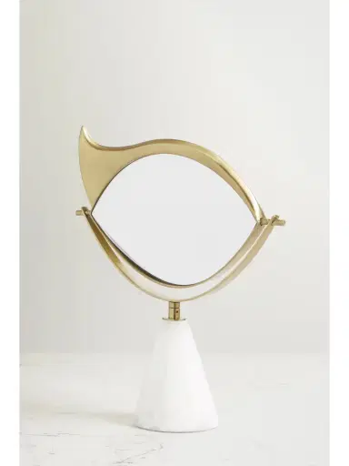 L'Objet + Lito Gold-plated Porcelain Marble Vanity Mirror | Thumbnail 3 L'Objet + Lito Gold-plated Porcelain Marble Vanity Mirror | Thumbnail 3