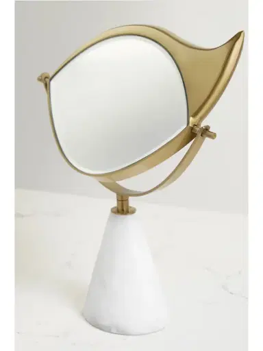 L'Objet + Lito Gold-plated Porcelain Marble Vanity Mirror | Thumbnail 4 L'Objet + Lito Gold-plated Porcelain Marble Vanity Mirror | Thumbnail 4