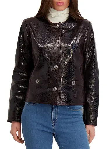 Gorski Women's Metis Suede Python Printed Jacket - Burgundy - Size Large | Thumbnail 2 Gorski Women's Metis Suede Python Printed Jacket - Burgundy - Size Large | Thumbnail 2