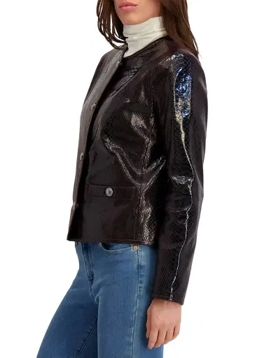 Gorski Women's Metis Suede Python Printed Jacket - Burgundy - Size Large | Thumbnail 3 Gorski Women's Metis Suede Python Printed Jacket - Burgundy - Size Large | Thumbnail 3