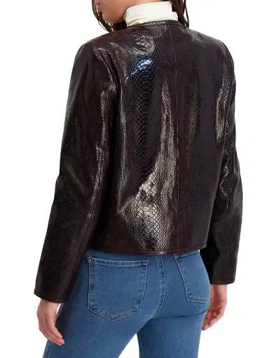 Gorski Women's Metis Suede Python Printed Jacket - Burgundy - Size Large | Thumbnail 4 Gorski Women's Metis Suede Python Printed Jacket - Burgundy - Size Large | Thumbnail 4