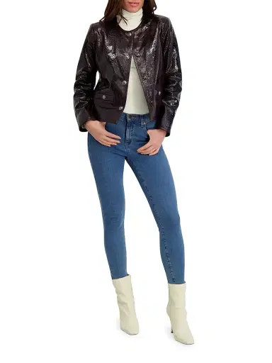 Gorski Women's Metis Suede Python Printed Jacket - Burgundy - Size Large | Thumbnail 5 Gorski Women's Metis Suede Python Printed Jacket - Burgundy - Size Large | Thumbnail 5