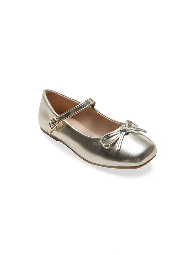 Julietta Bow Flats - Gold 5 (Child) Julietta Bow Flats - Gold 5 (Child)