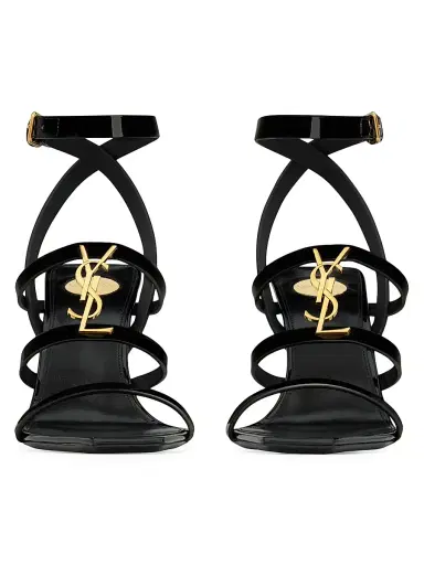 Saint Laurent Women's Cassandra Sandals in Patent Leather - Black | Thumbnail 3 Saint Laurent Women's Cassandra Sandals in Patent Leather - Black | Thumbnail 3