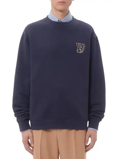 Valentino Garavani Men's Cotton Sweatshirt with VG Patch - Blue - Size Small | Thumbnail 2 Valentino Garavani Men's Cotton Sweatshirt with VG Patch - Blue - Size Small | Thumbnail 2