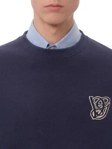 Valentino Garavani Men's Cotton Sweatshirt with VG Patch - Blue - Size Small | Thumbnail 5 Valentino Garavani Men's Cotton Sweatshirt with VG Patch - Blue - Size Small | Thumbnail 5