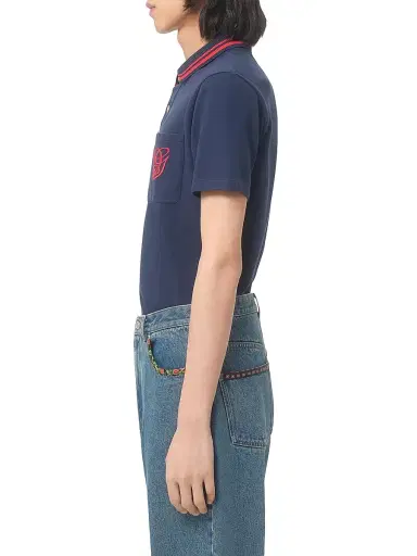 Valentino Garavani Men's Cotton Piqué Polo Shirt with VG Embroidery | Thumbnail 3 Valentino Garavani Men's Cotton Piqué Polo Shirt with VG Embroidery | Thumbnail 3