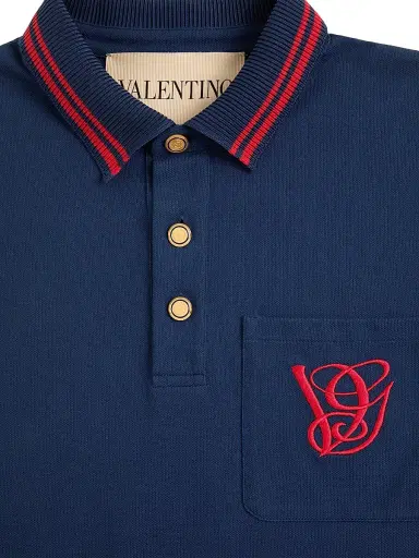 Valentino Garavani Men's Cotton Piqué Polo Shirt with VG Embroidery | Thumbnail 6 Valentino Garavani Men's Cotton Piqué Polo Shirt with VG Embroidery | Thumbnail 6