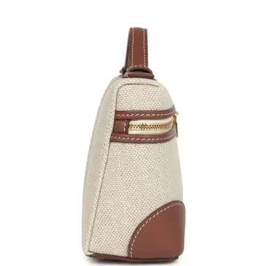 Madison Avenue Couture Loro Piana Extra Pocket L19 Pouch Record and Caramel Sugar Canvas Stripes Gold Hardware | Thumbnail 3 Madison Avenue Couture Loro Piana Extra Pocket L19 Pouch Record and Caramel Sugar Canvas Stripes Gold Hardware | Thumbnail 3