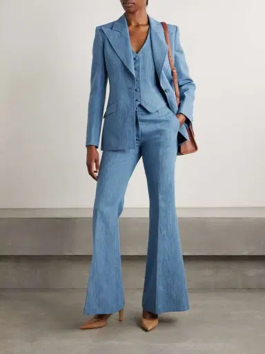 Gabriela Hearst Leiva Cotton And Linen-blend Chambray Blazer | Thumbnail 2 Gabriela Hearst Leiva Cotton And Linen-blend Chambray Blazer | Thumbnail 2