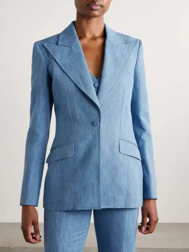 Gabriela Hearst Leiva Cotton And Linen-blend Chambray Blazer | Thumbnail 3 Gabriela Hearst Leiva Cotton And Linen-blend Chambray Blazer | Thumbnail 3
