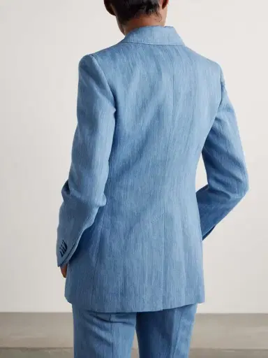 Gabriela Hearst Leiva Cotton And Linen-blend Chambray Blazer | Thumbnail 4 Gabriela Hearst Leiva Cotton And Linen-blend Chambray Blazer | Thumbnail 4