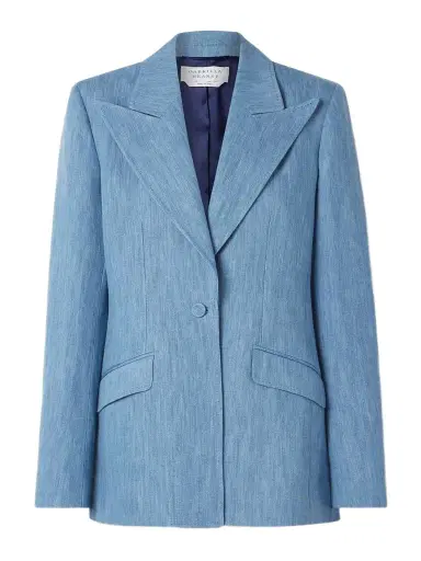 Gabriela Hearst Leiva Cotton And Linen-blend Chambray Blazer | Thumbnail 1 Gabriela Hearst Leiva Cotton And Linen-blend Chambray Blazer | Thumbnail 1