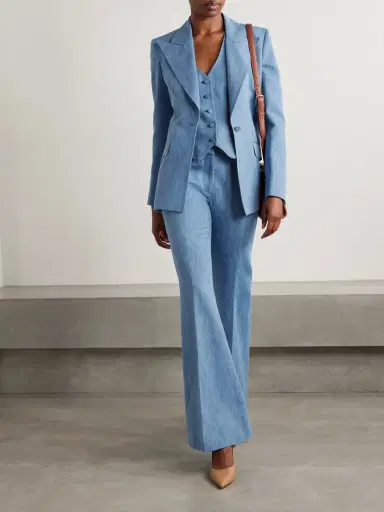 Gabriela Hearst Rhein Cotton And Linen-blend Chambray Flared Pants | Thumbnail 2 Gabriela Hearst Rhein Cotton And Linen-blend Chambray Flared Pants | Thumbnail 2