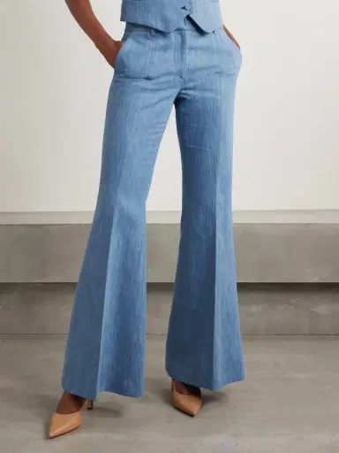 Gabriela Hearst Rhein Cotton And Linen-blend Chambray Flared Pants | Thumbnail 3 Gabriela Hearst Rhein Cotton And Linen-blend Chambray Flared Pants | Thumbnail 3