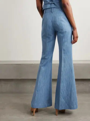 Gabriela Hearst Rhein Cotton And Linen-blend Chambray Flared Pants | Thumbnail 4 Gabriela Hearst Rhein Cotton And Linen-blend Chambray Flared Pants | Thumbnail 4
