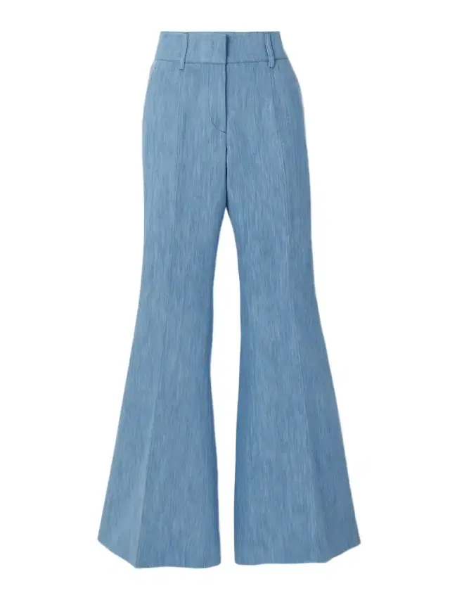 Gabriela Hearst Rhein Cotton And Linen-blend Chambray Flared Pants