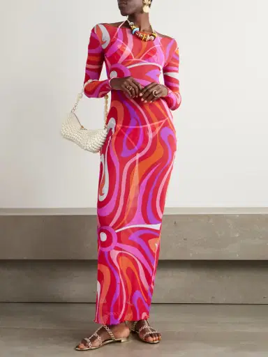 PUCCI Marmo Printed Mesh Maxi Dress | Thumbnail 2 PUCCI Marmo Printed Mesh Maxi Dress | Thumbnail 2