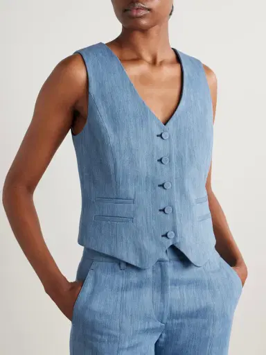 Gabriela Hearst Coleridge Cotton And Linen-blend Chambray Vest | Thumbnail 3 Gabriela Hearst Coleridge Cotton And Linen-blend Chambray Vest | Thumbnail 3
