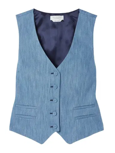 Gabriela Hearst Coleridge Cotton And Linen-blend Chambray Vest | Thumbnail 1 Gabriela Hearst Coleridge Cotton And Linen-blend Chambray Vest | Thumbnail 1