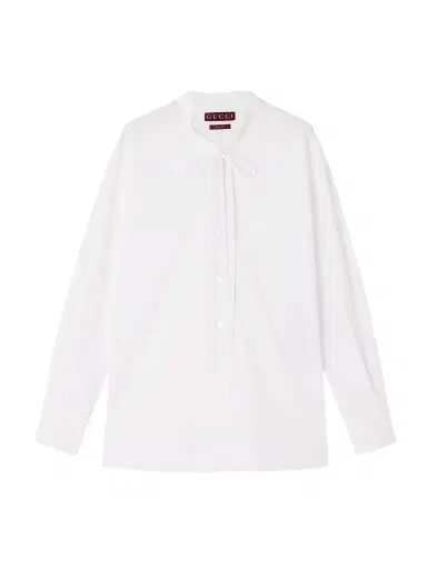 Gucci Tie-neck Cotton-poplin Shirt | Thumbnail 1 Gucci Tie-neck Cotton-poplin Shirt | Thumbnail 1