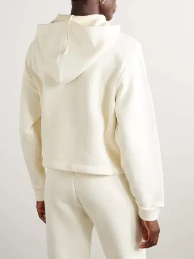 Moncler Ribbed Knit-trimmed Cotton-blend Jersey Hoodie | Thumbnail 4 Moncler Ribbed Knit-trimmed Cotton-blend Jersey Hoodie | Thumbnail 4