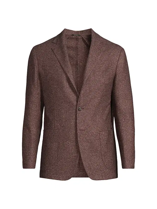 Men's Wool-Silk Single-Breasted Jacket - Purple Men's Wool-Silk Single-Breasted Jacket - Purple