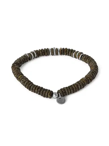 Tateossian Men's Polished Lapis Disc Bracelet - Brown Obsidian | Thumbnail 2 Tateossian Men's Polished Lapis Disc Bracelet - Brown Obsidian | Thumbnail 2