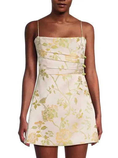 Sau Lee Women's Mari Gathered Floral A-Line Minidress - Pale Pink Multi | Thumbnail 3 Sau Lee Women's Mari Gathered Floral A-Line Minidress - Pale Pink Multi | Thumbnail 3