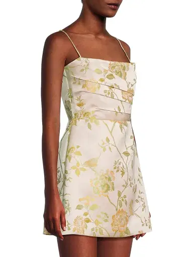 Sau Lee Women's Mari Gathered Floral A-Line Minidress - Pale Pink Multi | Thumbnail 4 Sau Lee Women's Mari Gathered Floral A-Line Minidress - Pale Pink Multi | Thumbnail 4