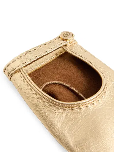 Valentino Garavani Women's Vlogo Signature Laminated Nappa Gloves - Gold - Size 17 | Thumbnail 2 Valentino Garavani Women's Vlogo Signature Laminated Nappa Gloves - Gold - Size 17 | Thumbnail 2