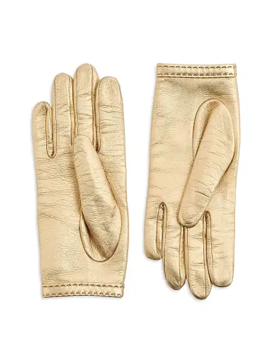 Valentino Garavani Women's Vlogo Signature Laminated Nappa Gloves - Gold - Size 17 | Thumbnail 3 Valentino Garavani Women's Vlogo Signature Laminated Nappa Gloves - Gold - Size 17 | Thumbnail 3