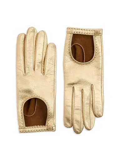 Valentino Garavani Women's Vlogo Signature Laminated Nappa Gloves - Gold - Size 17 | Thumbnail 1 Valentino Garavani Women's Vlogo Signature Laminated Nappa Gloves - Gold - Size 17 | Thumbnail 1