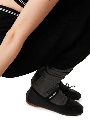 Miu Miu Women's Leather Ballerinas - Black | Thumbnail 4 Miu Miu Women's Leather Ballerinas - Black | Thumbnail 4