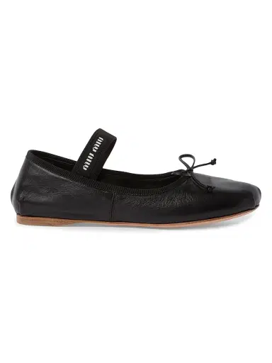 Miu Miu Women's Leather Ballerinas - Black | Thumbnail 1 Miu Miu Women's Leather Ballerinas - Black | Thumbnail 1