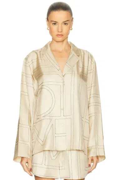 Toteme Monogram Silk PJ Top | Thumbnail 1 Toteme Monogram Silk PJ Top | Thumbnail 1