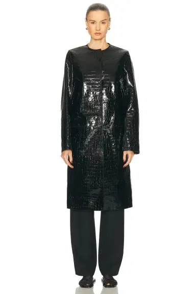 Toteme Croco Embossed Coat | Thumbnail 2 Toteme Croco Embossed Coat | Thumbnail 2