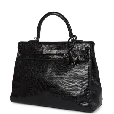 HERMÈS Hermes Kelly Retourne 35 Black Varanus Niloticus Lizard Palladium Hardware | Thumbnail 3 HERMÈS Hermes Kelly Retourne 35 Black Varanus Niloticus Lizard Palladium Hardware | Thumbnail 3