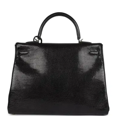 HERMÈS Hermes Kelly Retourne 35 Black Varanus Niloticus Lizard Palladium Hardware | Thumbnail 5 HERMÈS Hermes Kelly Retourne 35 Black Varanus Niloticus Lizard Palladium Hardware | Thumbnail 5