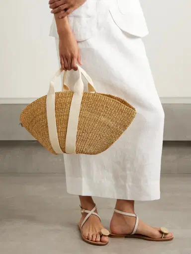 MUUÑ Sophie Canvas-trimmed Woven Straw Tote | Thumbnail 2 MUUÑ Sophie Canvas-trimmed Woven Straw Tote | Thumbnail 2