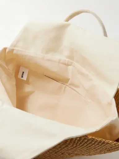 MUUÑ Sophie Canvas-trimmed Woven Straw Tote | Thumbnail 5 MUUÑ Sophie Canvas-trimmed Woven Straw Tote | Thumbnail 5