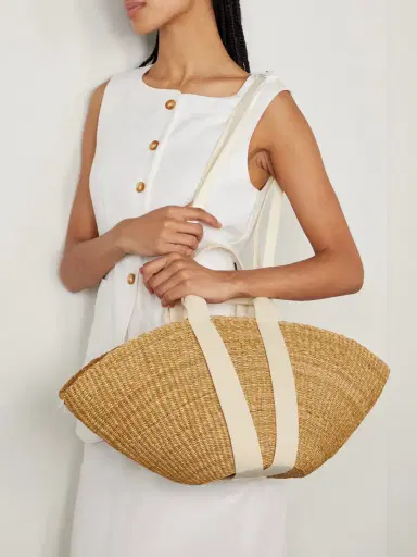MUUÑ Sophie Canvas-trimmed Woven Straw Tote | Thumbnail 6 MUUÑ Sophie Canvas-trimmed Woven Straw Tote | Thumbnail 6
