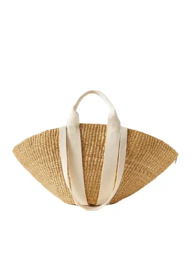 MUUÑ Sophie Canvas-trimmed Woven Straw Tote | Thumbnail 1 MUUÑ Sophie Canvas-trimmed Woven Straw Tote | Thumbnail 1