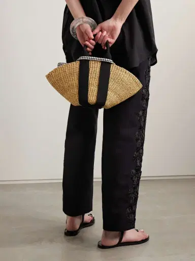 MUUÑ Sophie Mini Webbing-trimmed Woven Straw Tote | Thumbnail 2 MUUÑ Sophie Mini Webbing-trimmed Woven Straw Tote | Thumbnail 2