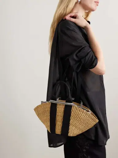 MUUÑ Sophie Mini Webbing-trimmed Woven Straw Tote | Thumbnail 6 MUUÑ Sophie Mini Webbing-trimmed Woven Straw Tote | Thumbnail 6