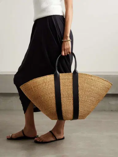 MUUÑ Sophie Maxi Leather-trimmed Woven Straw Tote | Thumbnail 2 MUUÑ Sophie Maxi Leather-trimmed Woven Straw Tote | Thumbnail 2